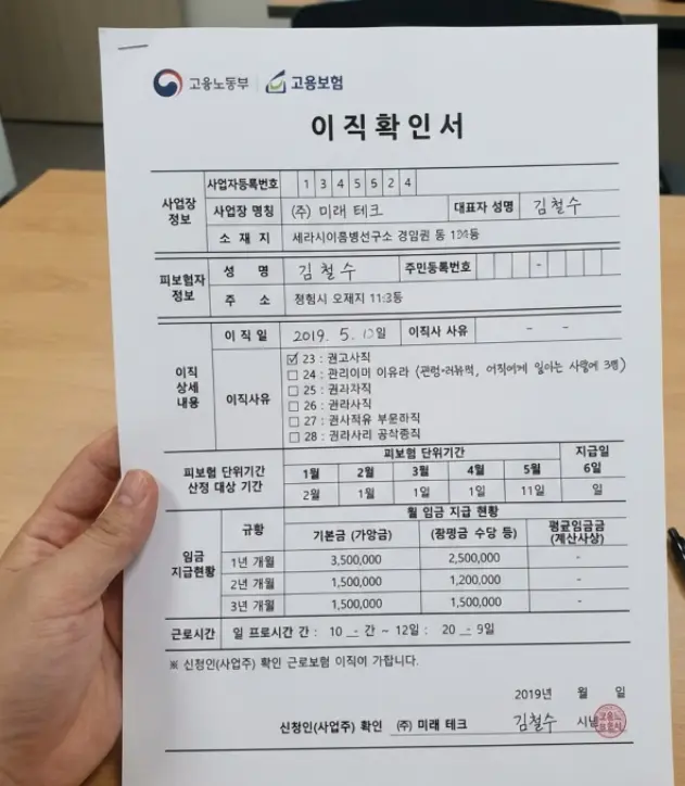 실업급여-신청시-회사에서-제출-할-서류