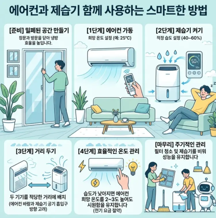 제습기와 에어컨 같이 사용